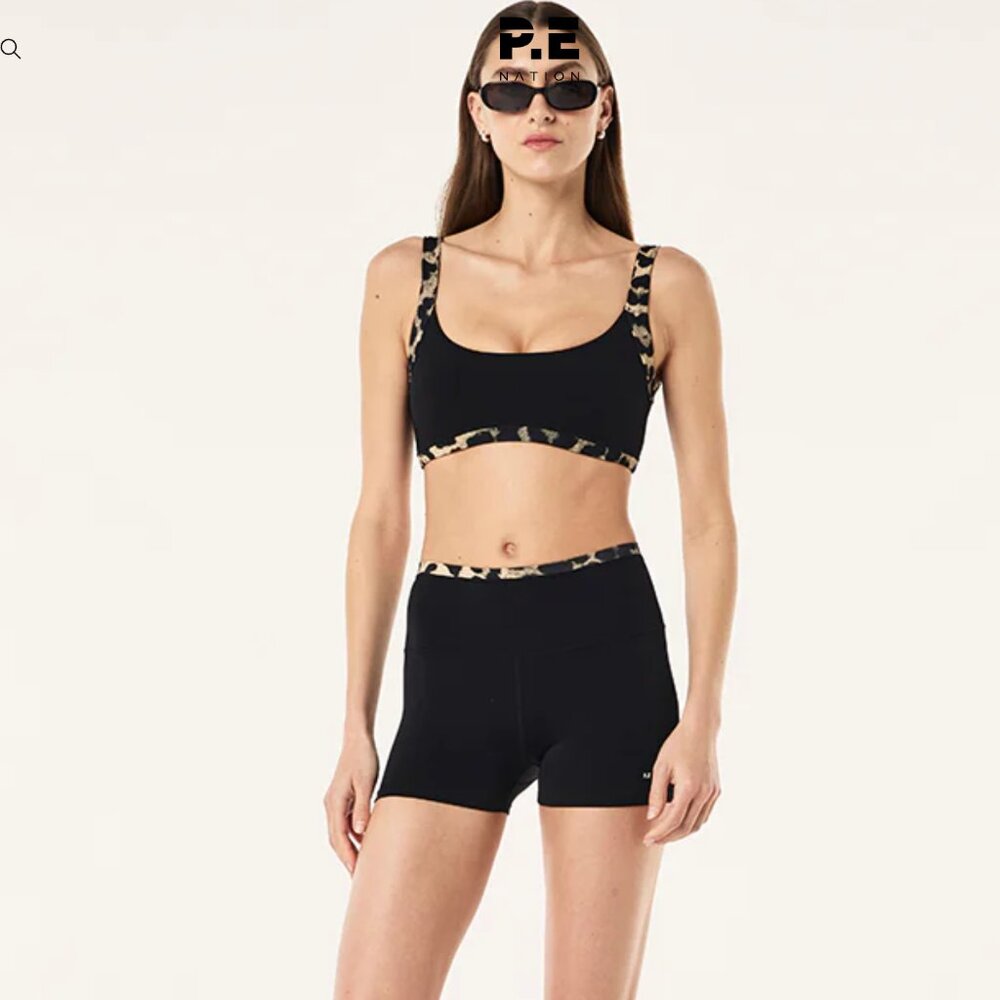 Bike short in black & leopard